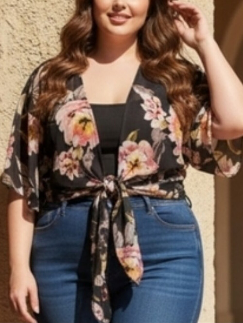 Black Whimsagoth Floral Blouse/wrap M